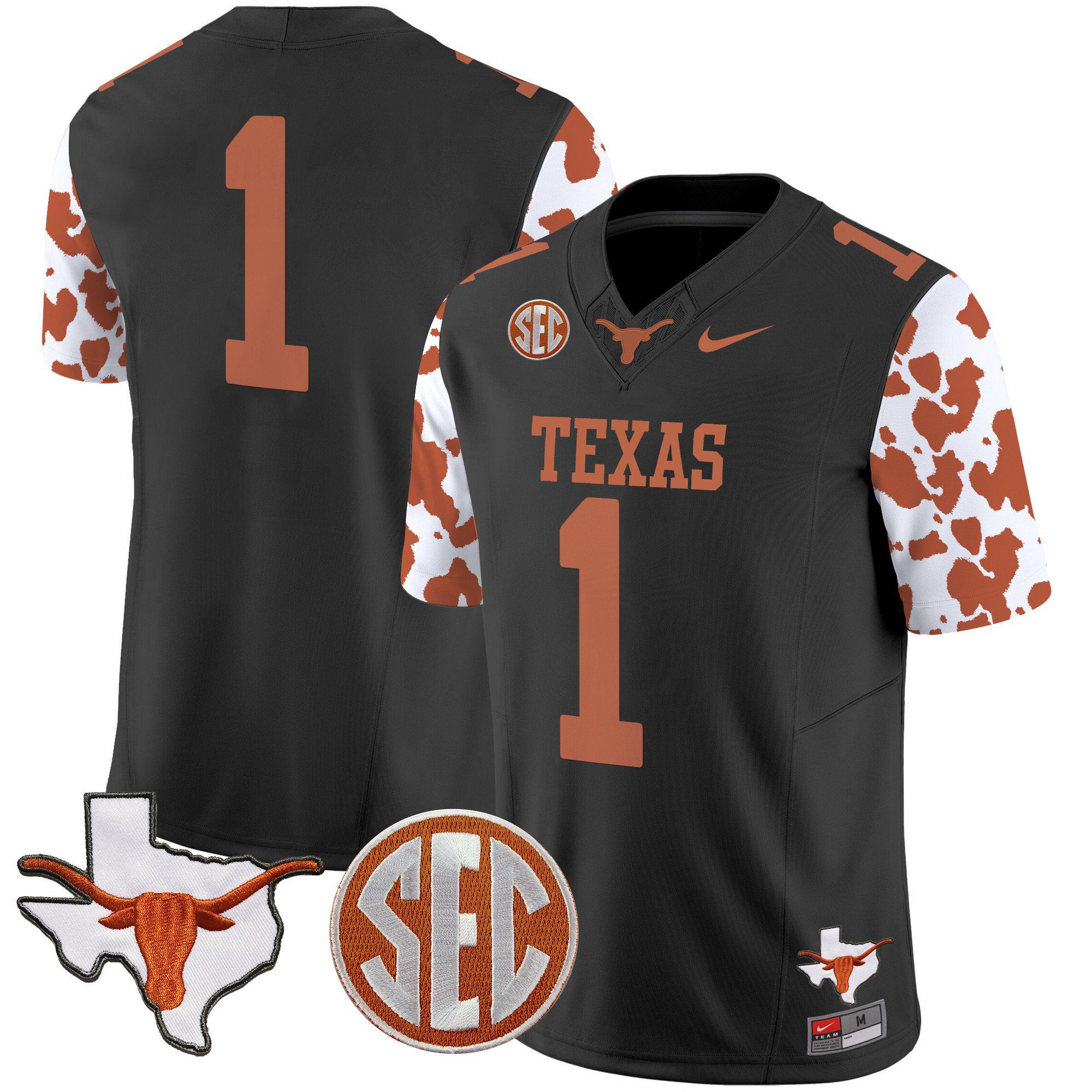 Men Texas Longhorns #1 No Name Black 2024 Nike Cow Spots Vapor Limited NCAA Jersey->indianapolis colts->NFL Jersey